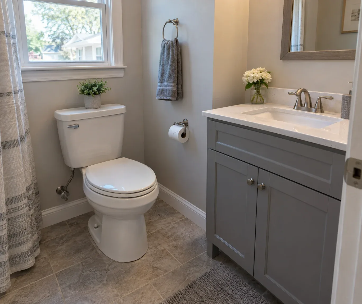 Bathroom with toilet and vanity sink serviced in Atlanta, GA